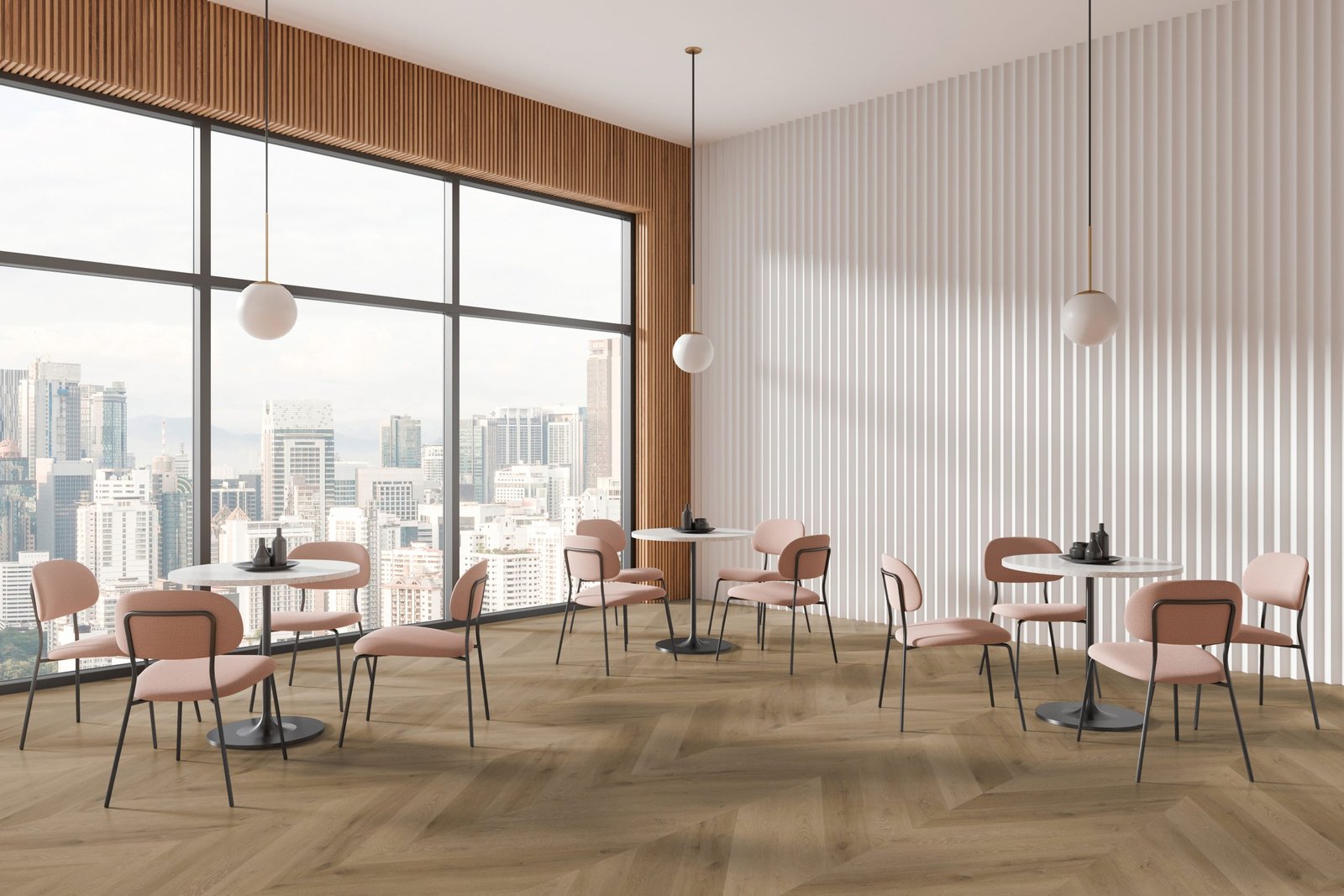 Prestige Oak Light Amber - Rendu en situation, sol vinyle points de Hongrie