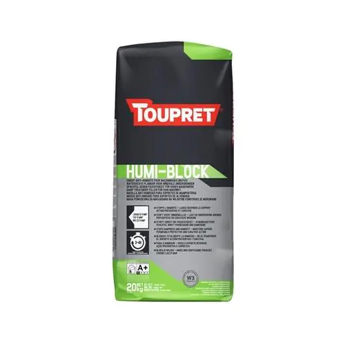 TOUPRET Humi-Block 20 kg, enduit pour maçonneries brutes compatibles